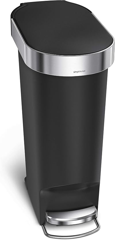 simplehuman CW1390 40L Slim Kitchen Pedal Bin with Silent Close Lid Black