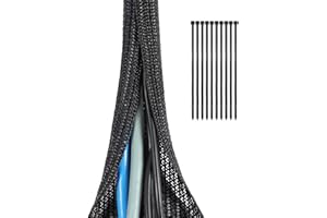 Yecaye 10ft - 1/2 inch Cord Protector Cable Sleeve, Split Braided Wire Loom Tubing for TV Computer USB Cable Power Cord, Cabl