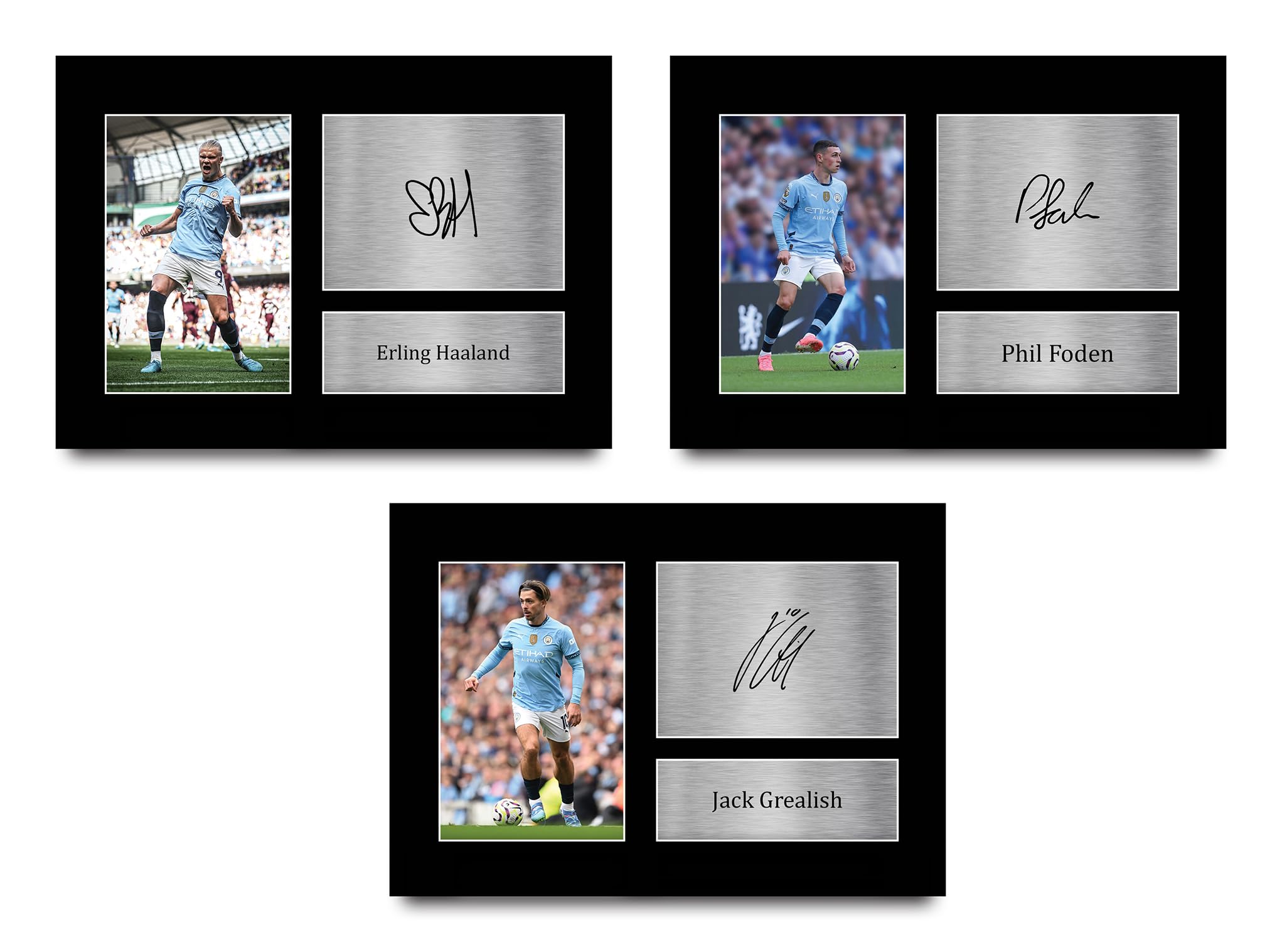 HWC Trading Haaland, Grealish & Foden Manchester City Gifts Printed Signed Autograph Pictures for Football Fans and Supporters - A4