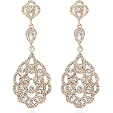 TRWWELL Rhinestone Wedding Bridal Teardrop Dangle Earrings Vintage Crystal Chandelier Earrings for Women Brides