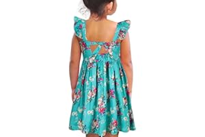 Vieille Toddler Girls Summer Dress Ruffle Short Sleeve Cute Mermaid Backless Kids Casual Beach Dress 3-7T