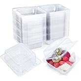 Evnlo 100 Count Clear Plastic Containers with Lids for Food, Thickened Disposable Sandwich Containers Clamshell Boxes for Cake Slice, Dessert, Hamburger, Salad, Pastry, Fruits, Takeout Tray