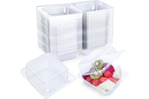 Evnlo 100 Count Clear Plastic Containers with Lids for Food, Thickened Disposable Sandwich Containers Clamshell Boxes for Cake Slice, Dessert, Hamburger, Salad, Pastry, Fruits, Takeout Tray