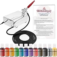 U.S. Cake Supply - Complete Cake Decorating Airbrush Kit with a Full Selection of 12 Vivid Airbrush Food Colors…