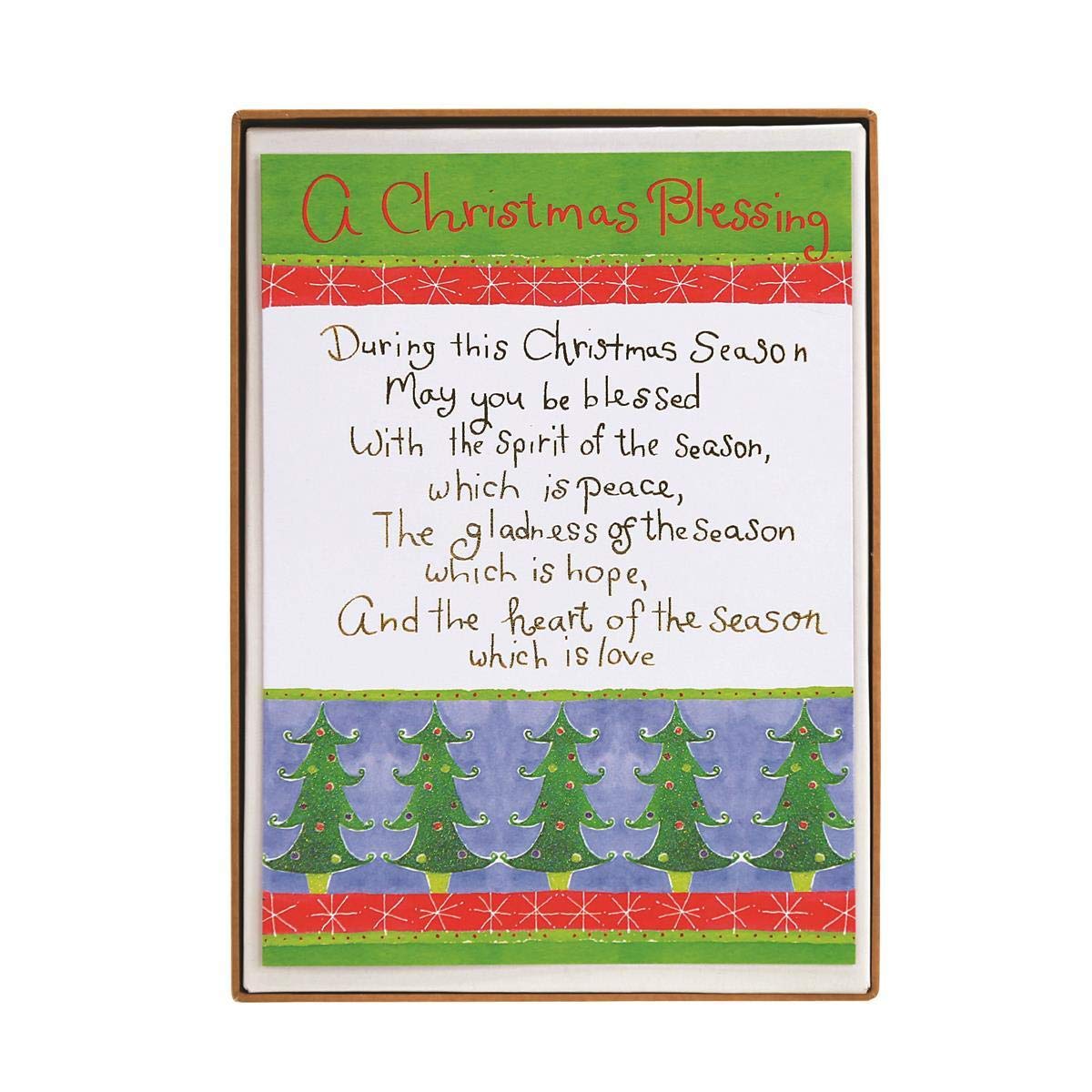 Graphique A Christmas Blessing Boxed Cards — 15 Colorful Holiday Cards Embellished with Gold Foil, Christmas Cards Includes Matching Envelopes and Storage Box, 4.75" x 6.625"