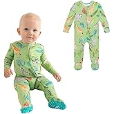 Posh Peanut Newborn PJs & 2 Way Zipper Sleepers - Footie Pajamas with Fold-Over Mittens and Designer Footie Grips (Newborn / 0-3 Months) Safari Animals