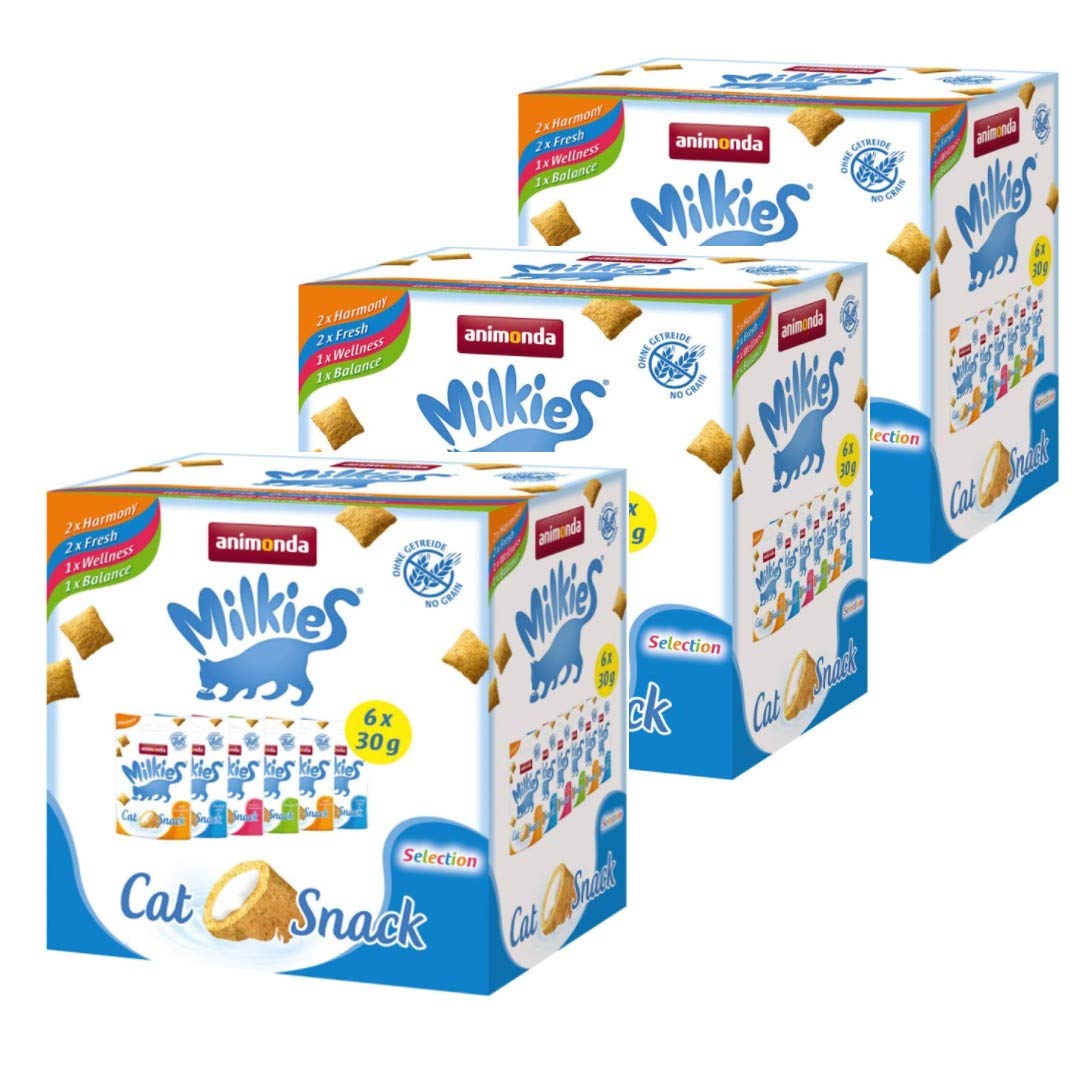 Animonda Milkies Delicious Crunch Supplementary Grain-free Snacks for Cat, Cats Treat selection 18 x 30g Mixed Pack