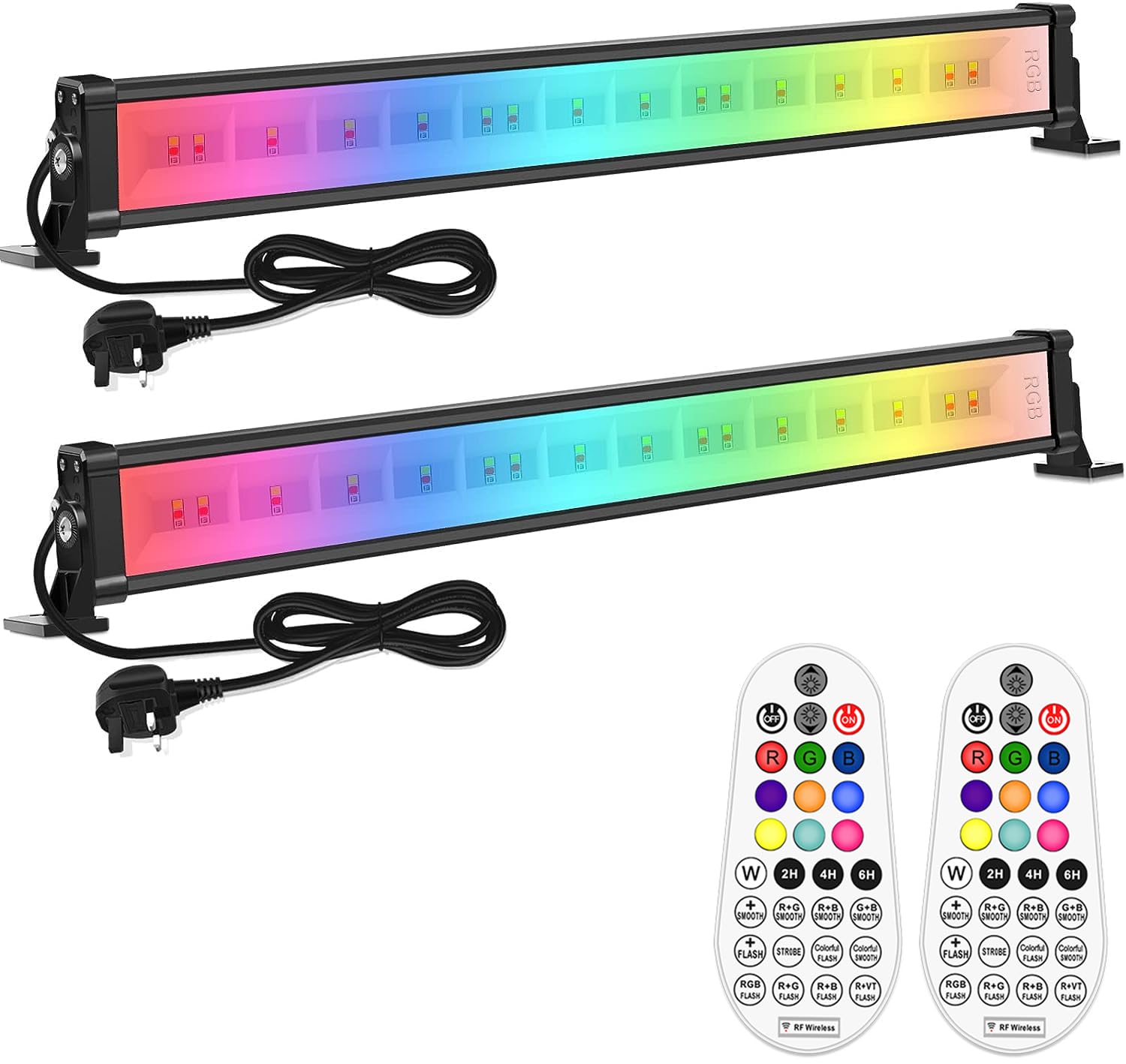 MEIHUA RGB LED Wall Washer Light Bar 25W With Remote Control, Color Changing Stage Light for DJ Parties, Birthday, Christmas, Halloween, Garden Festival Decorative 2 Pack