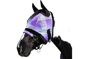 KENSINGTON PROTECTIVE PRODUCTS Kensington Fly Mask with Fleece Trim for Horses — Protects Face and Eyes from Flies and Sun Rays While Allowing Full Visibility — Breathable and Non Heat Transferring, Large, Lavender Mint