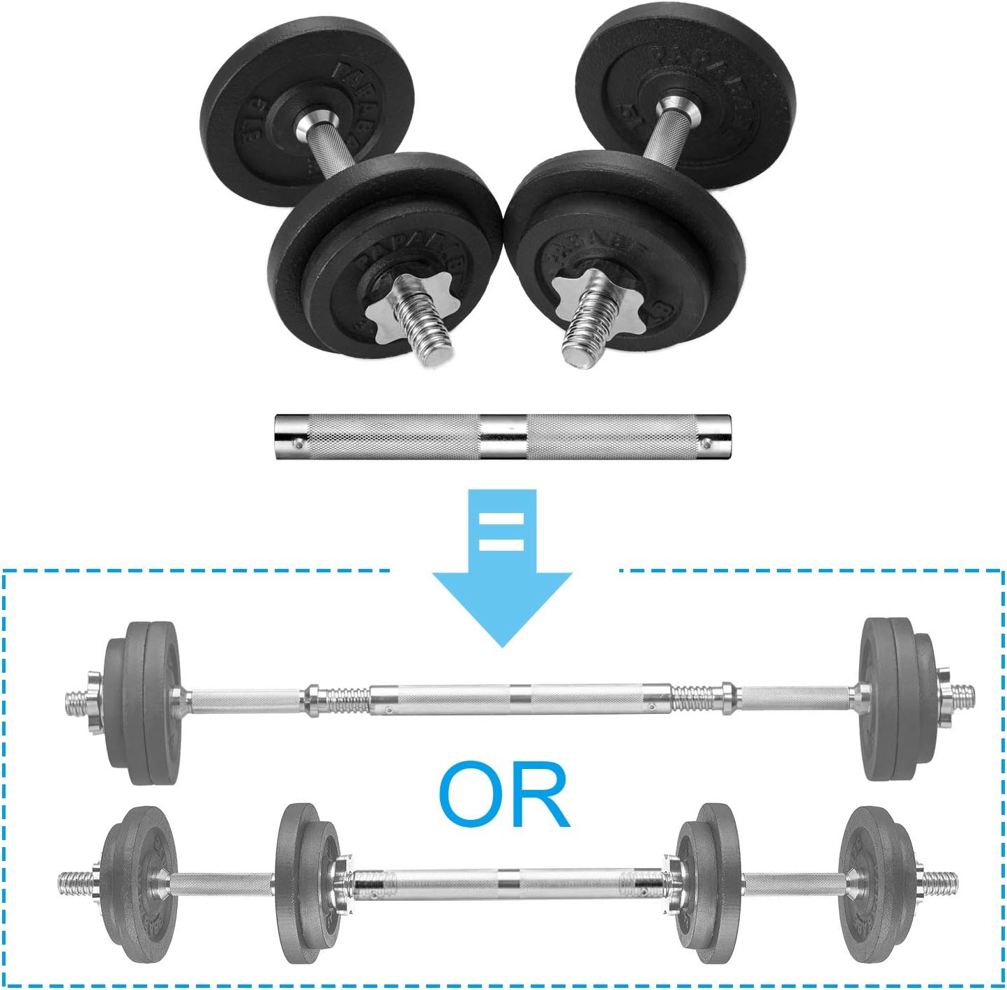 papababe Adjustable Dumbbells Cast Iron with Connector 40 50 65 105 200, Adjustable Dumbbell Sets, Lifting Dumbells.