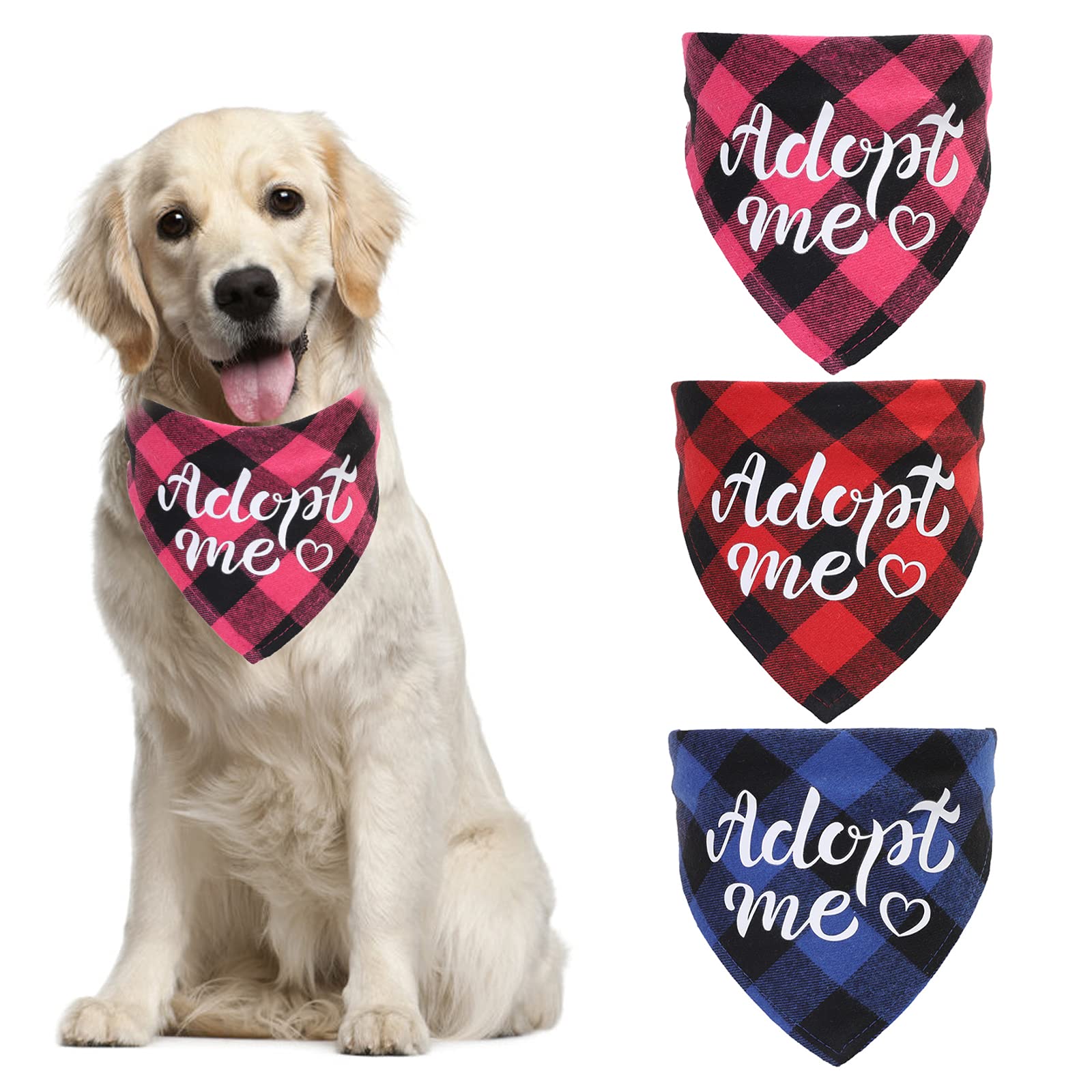 HACRAHO Dog Bandanas, 3 PCS Adopt Me Triangle Bibs Scarf Washable Dog Kerchief Bandana for Small and Medium Dogs and Cats, L