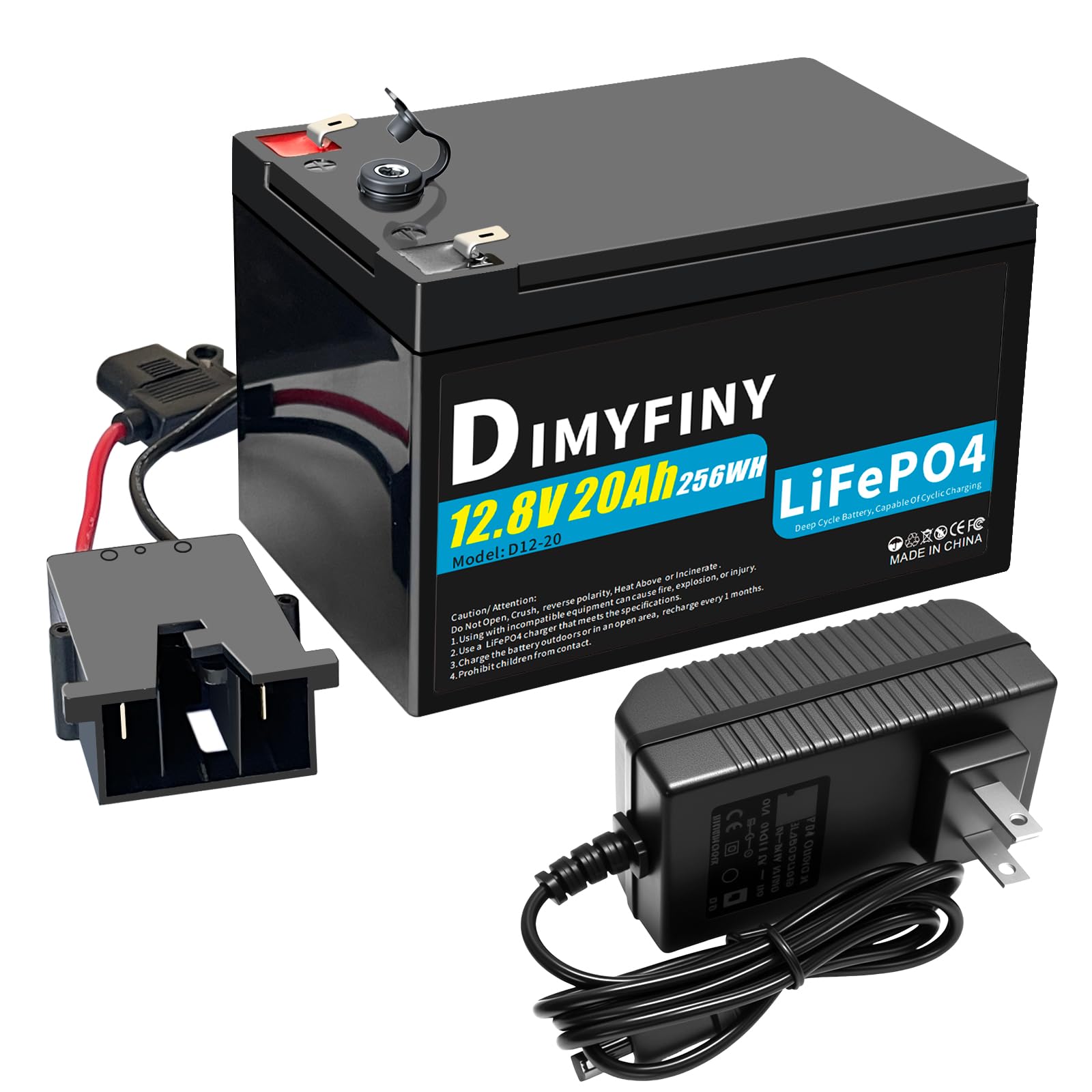 Replacement Battery 12V 20Ah LifePO4 Lithium for Ride-On toys & car, Compatible with Fisher Price 12 Volt Power Wheels , Lightweight & Long-Lasting,Built-in 20A BMS, with a 2A fast charger (12V20AH)