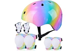 FIODAY Kids Helmet Knee Pads for Kids Unicorn Knee and Elbow Pads Wrist Guards Adjustable Protective Gear Set for Girls Boys Sports Skateboard Inline Skating Scooter