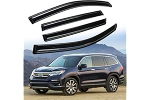 Kinwrdsn Tape-On Rain Guards Window Visor Fit for 2016-2022 Honda Pilot Window Vent Deflector Visors 4 Pcs-94557