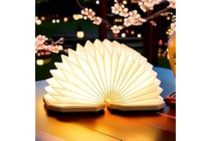 Uniwolk Paper Lamp Japanese Gifts House Warming Gifts, Book lamp 3 Colors Lights Mode, Foldable Japanese Lamp, Bamboo Base Paper Lantern Lights 1200mAh, Book Decor, Zen Decor Spiritual Gifts