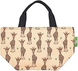 ECO CHIC Lightweight Foldable Insulated Lunch Bag Giraffes Beige
