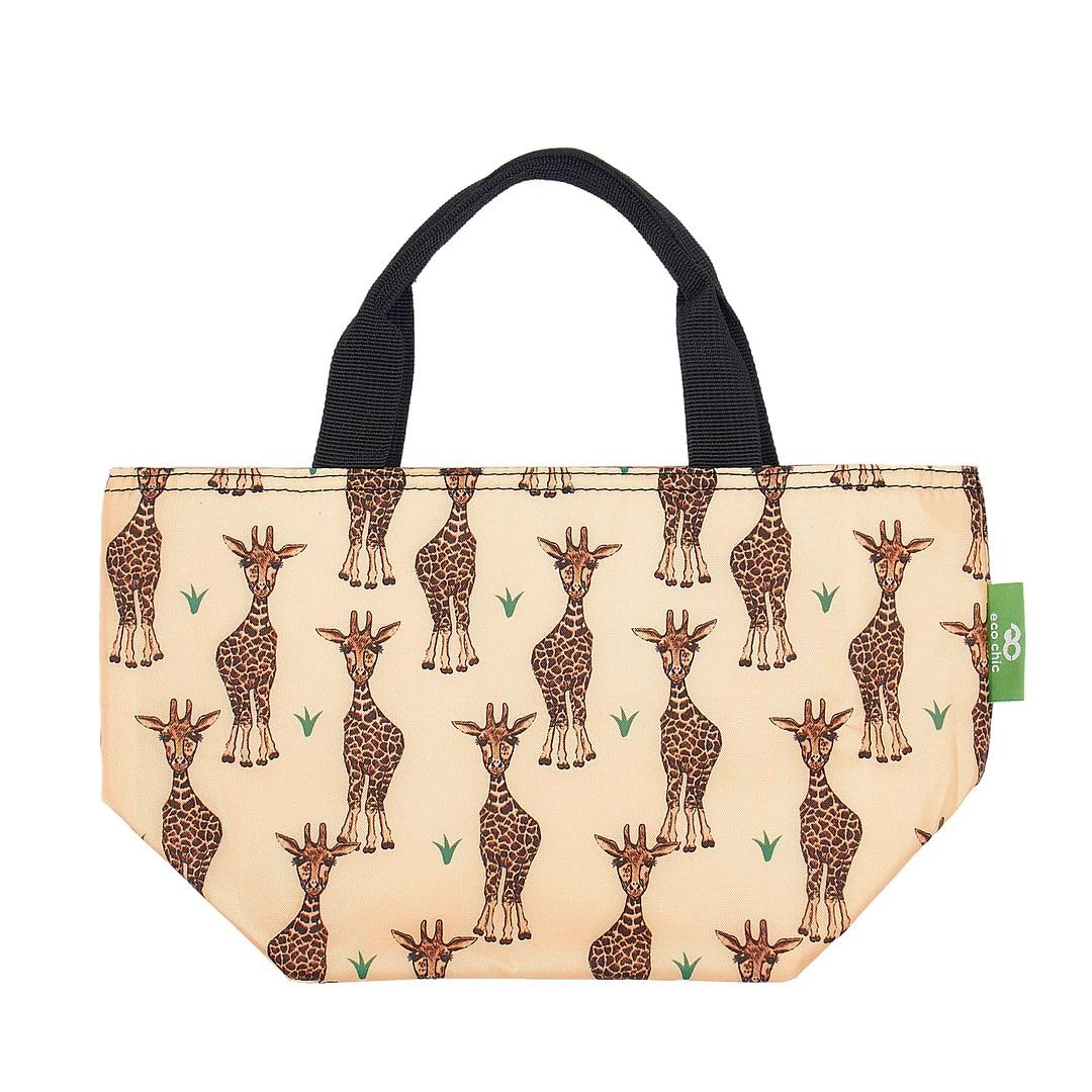 ECO CHIC Lightweight Foldable Insulated Lunch Bag Water Resistant Cooler Bag (Giraffes Beige) — image 1