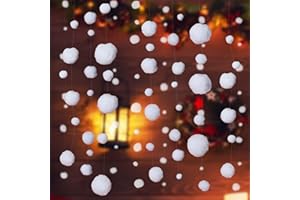 FZR Legend 12 Set Winter Fake Snow Christmas Party Hanging Decorations, Artificial Cotton Fake Snowballs Decor for Christmas Winter Frozen Theme Party Supplies