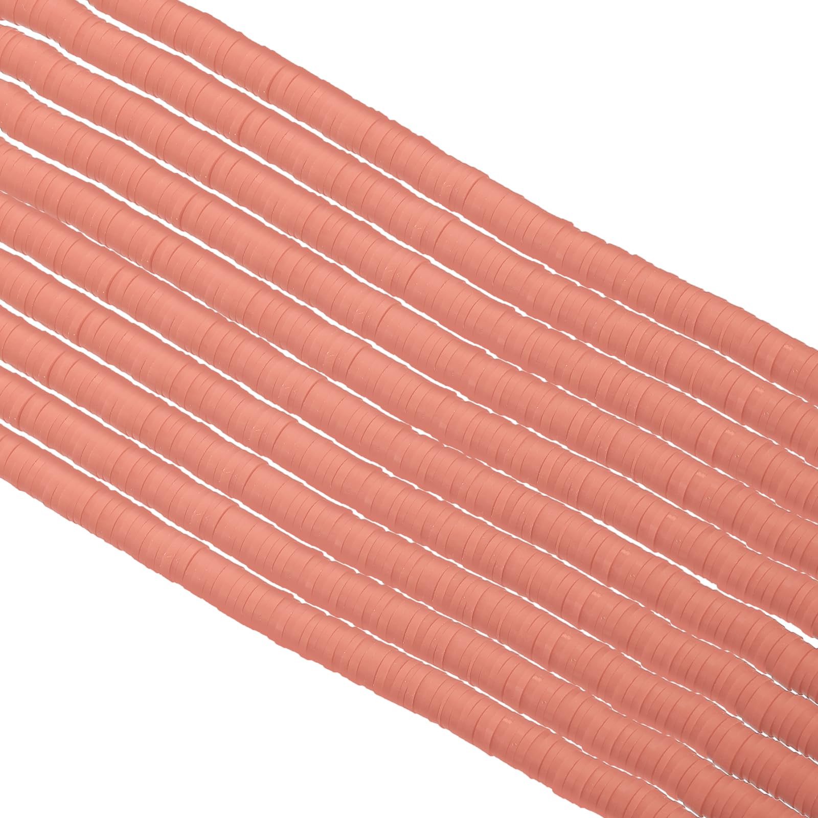 PATIKIL 6mm Polymer Clay Beads Spacer, 3500Pcs 10 Strands Round Flat Handmade Bead Spacer for Craft Home Decor Chain Bracelets Jewelry Making, Peach Pink
