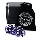 Purple Metal DnD Gaming Dice Set with Storage Box for Tabletop Games