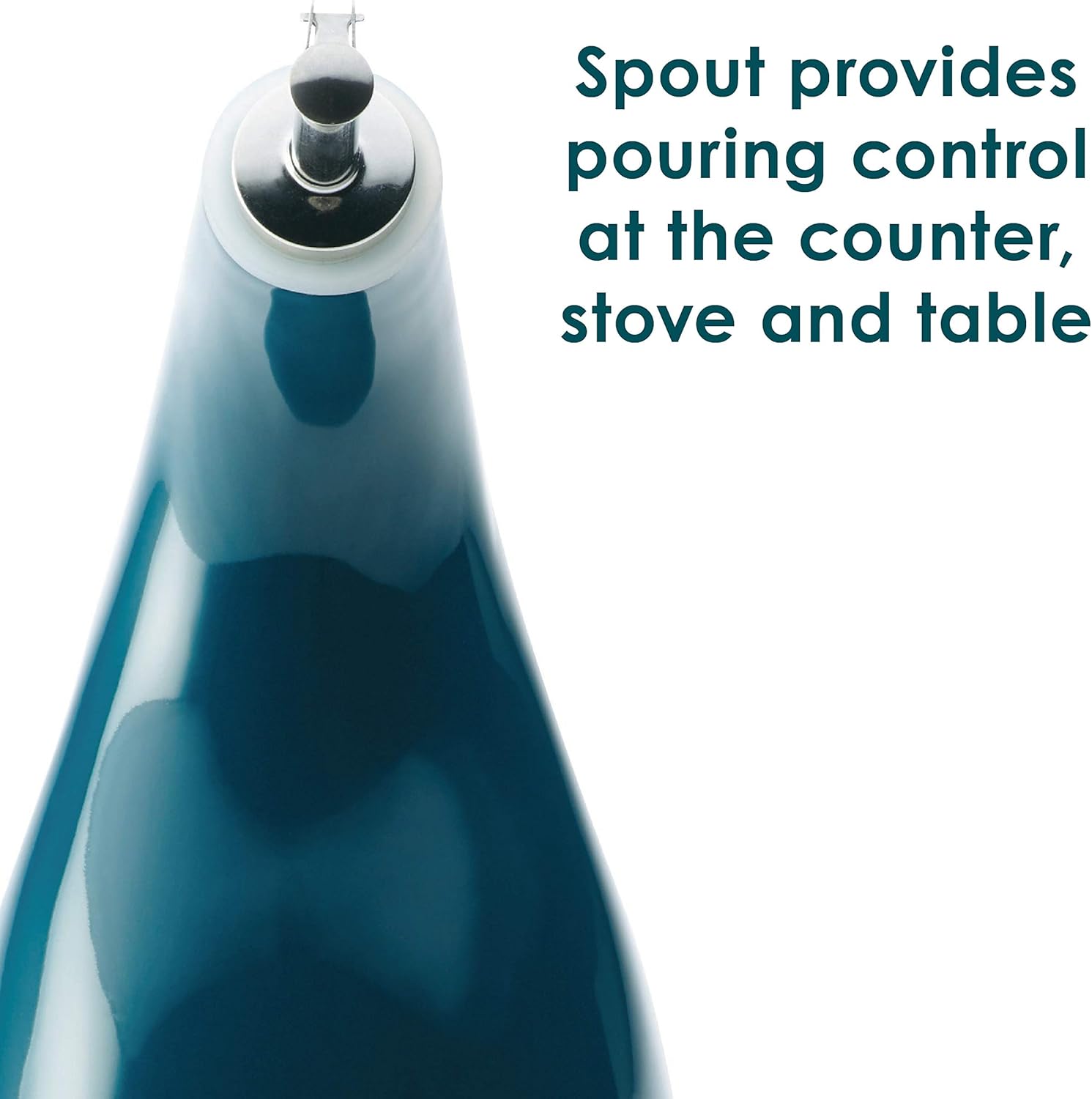 Rachael Ray Solid Glaze Ceramics EVOO Olive Oil Bottle Dispenser with Spout, 24 Ounce, Marine Blue: Kitchen & Dining
