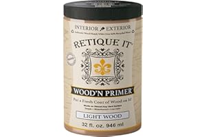 Retique It Wood'n Primer - Paint it then stain it - Stainable Wood Fiber Paint (Light Wood, Large)