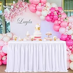 9ft White Table Skirts for Rectangle Tables