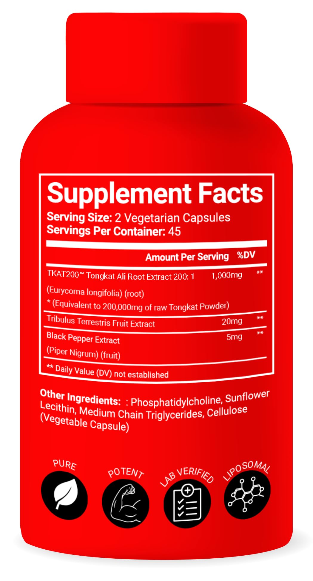 Liposomal Longjack Tongkat Ali Extract Capsules 200x Strength | 200,000 mg | Strength, Drive, Performance & Muscle Mass