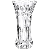 Slymeay Flower Vase Tulips Pattern Large Size Glass Thickening Design Home Decor,Wedding vase or Gift - 9.4" High x4.9 Wide,Clear,with Color Box