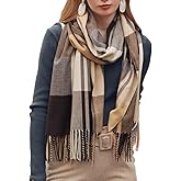 Wander Agio Women's Fashion Scarves Long Cashmere Like Shawl Winter Warm Knit Large Tassel Plaid Scarf