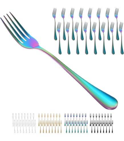 12 Piezas De Acero Inoxidable Para Servir De Té, Cucharas, Tenedores De Frutas, Accesorios De Cocina, Bodas, Fiestas, Postres, Ensaladas, Aperitivos, Cócteles (6 Tenedores + 6 Cucharas