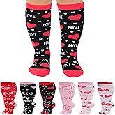 Jspupifip 6 Pairs Plus Size Compression Socks for Women Wide Calf Extra Large Knee High Support for Travel Yoga Running Circulation