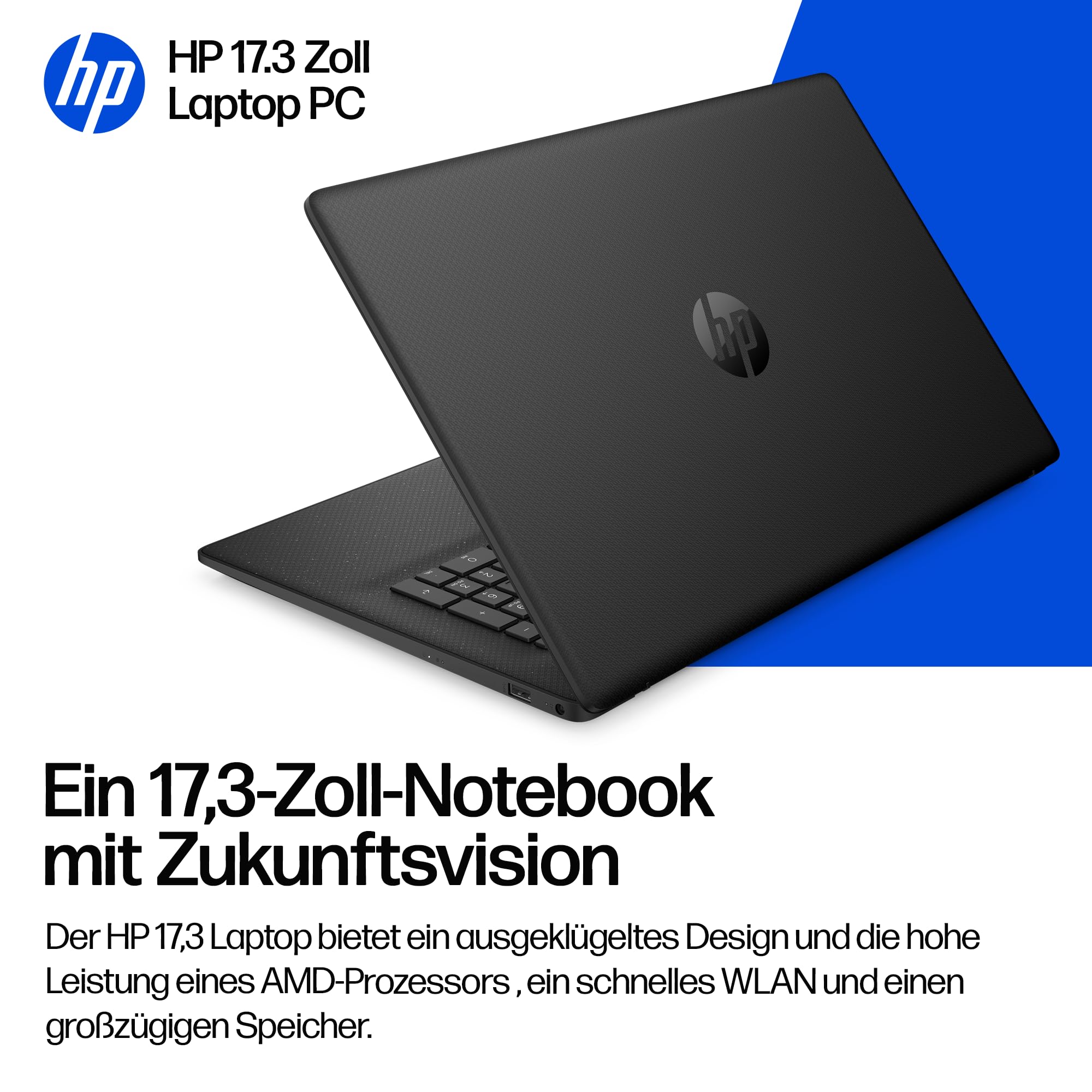 HP Laptop mit 17,3" FHD Display, AMD Ryzen 5 7520U, 8 GB DDR5 RAM, 512 GB SSD, AMD Radeon-Grafik, Windows 11, QWERTZ, Schwarz inkl. 25 GB Dropbox-Speicher für 12 Monate 3