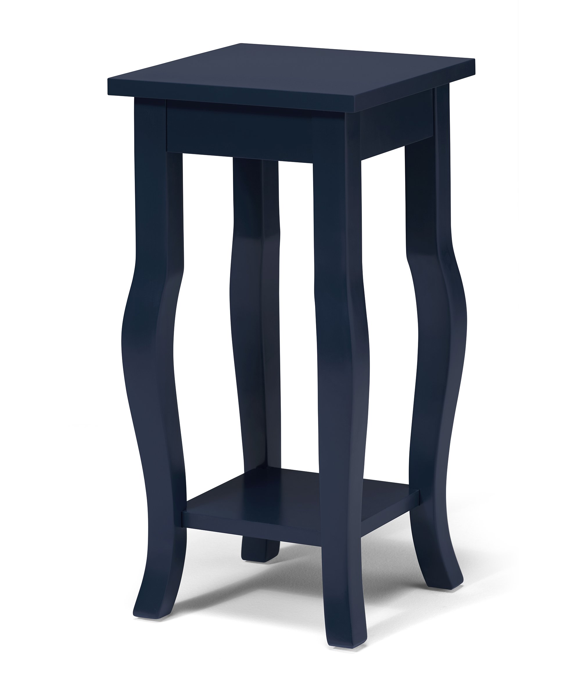 Kate and Laurel Lillian Wood Pedestal End Table with Curved Legs and Shelf, Navy Blue Buy