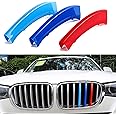 HUAPX Tri-Colored Grille Insert Trims, 1Set(3pcs) W/Standard Front Stripe Grille Insert Trims Comaptible for 2011-2017 BMW F25 X3/2014-2017/2018 F26 X4 Center Kidney Grill (7Beams)