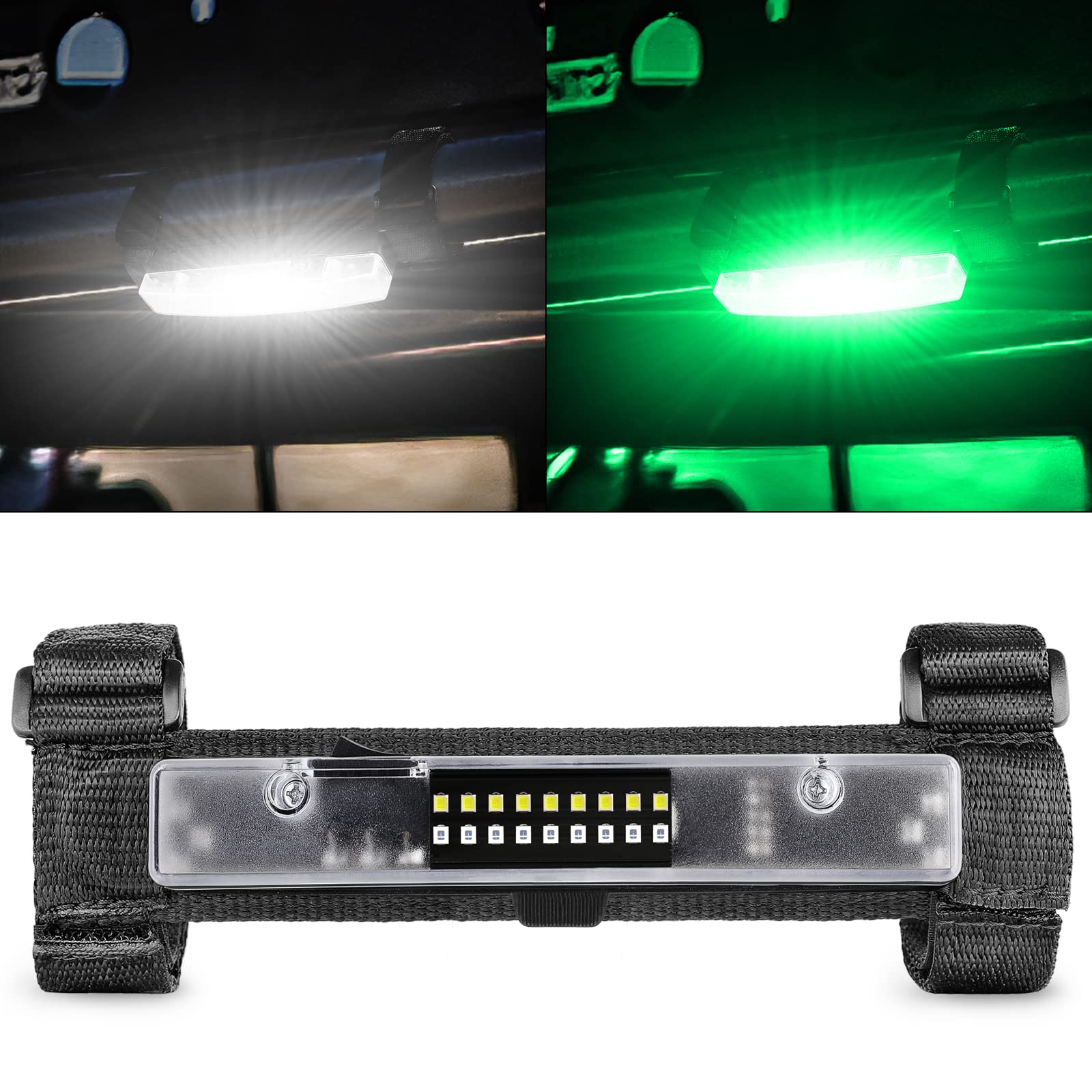 Photo 1 of UTV Interior Light, RFROAD LIGHTING Universal Roll Bar Mount LED Light UTV Dome Lights Utility Roll Cage Lights for ATV Polaris RZR Can-Am Truck Car Golf Cart Off Road Cab - White/Green