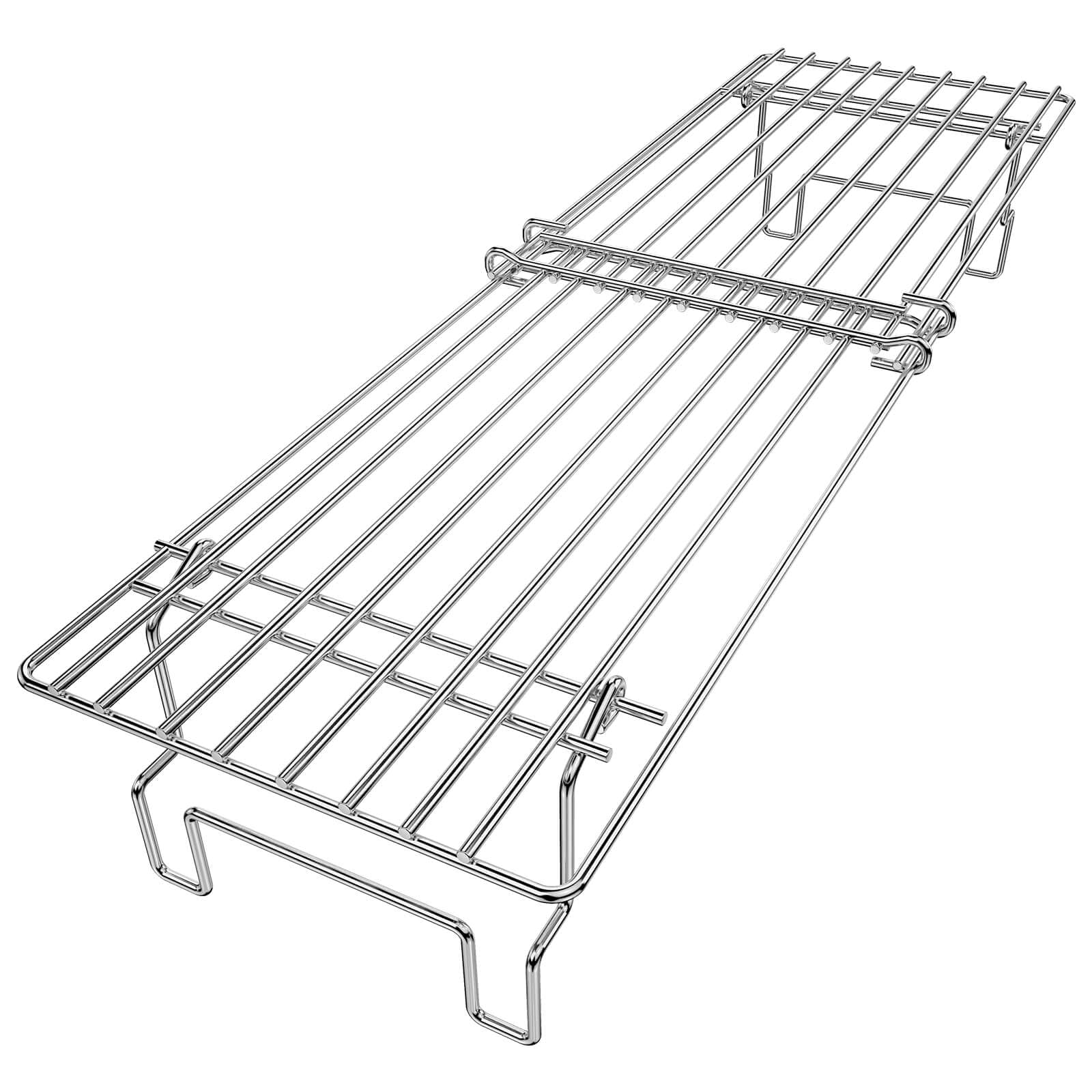 Photo 1 of Hisencn Universal Grill Rack for Gas/Wood Pellet/Griddle/Smoker Grill, Adjustable Warming Rack, Upper Rack with Foldable Leg, Adjustable Length 15.3-22.1 in (Universal Grill Rack)