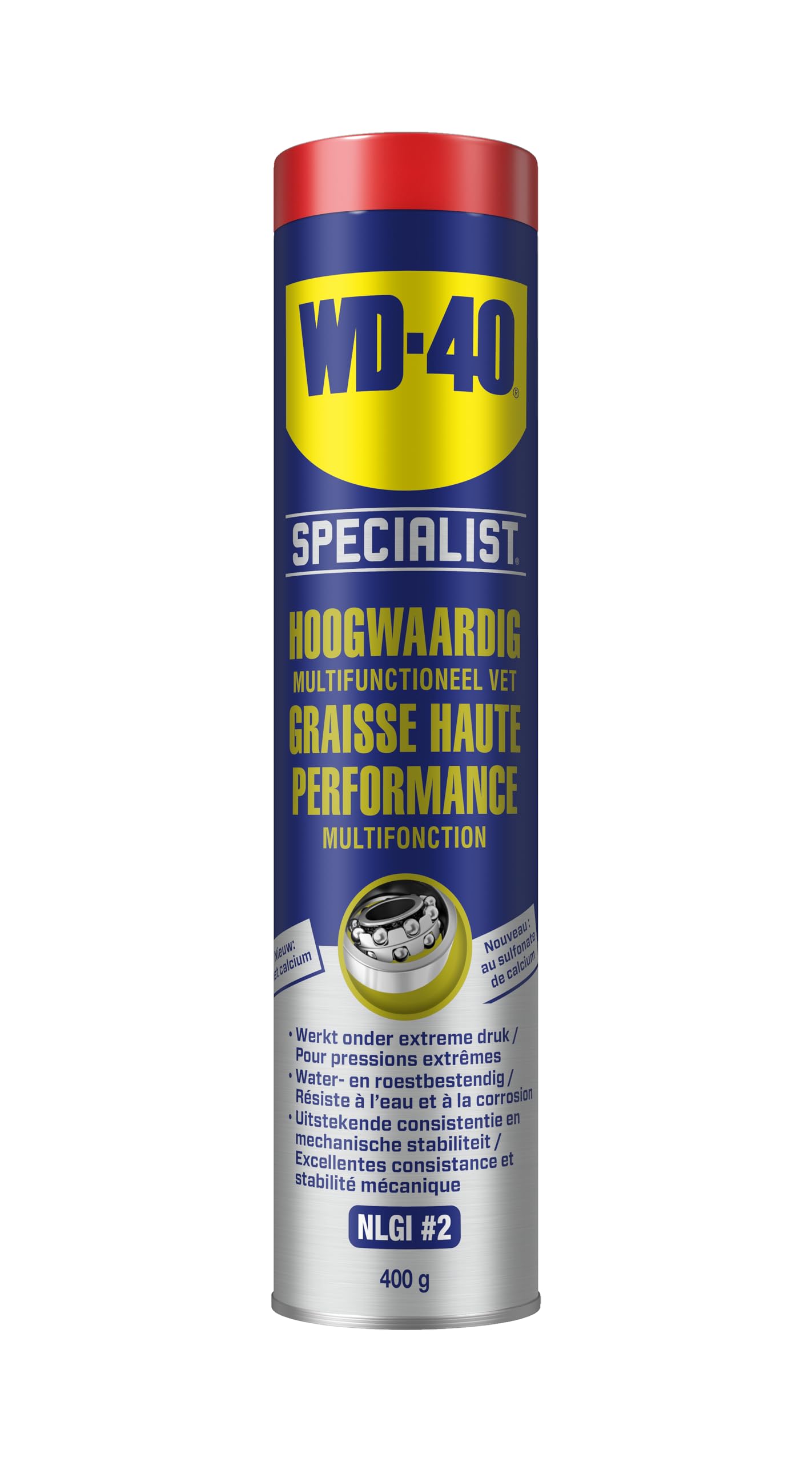 WD-40 Specialist Hochleistungs-Mehrzweckfett 400g Kartusche – Kalziumsulfonat-Fett für Lager, Zahnräder, Wellen & Gelenke, extrem druck- & wasserbeständig, einsetzbar von -30 °C bis +140 °C, braun