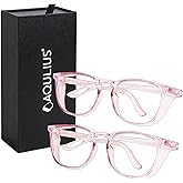 Aqulius 2 Pack Stylish Safety Glasses Goggles, Scratch Resistant, Safety Glasses for Women, Blue Light, Glasses for Nurses