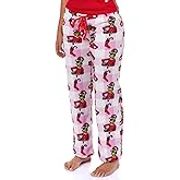 Dr. Seuss The Grinch Pajamas Women's Pink Buffalo Santa Plush Lounge Sleep Pants
