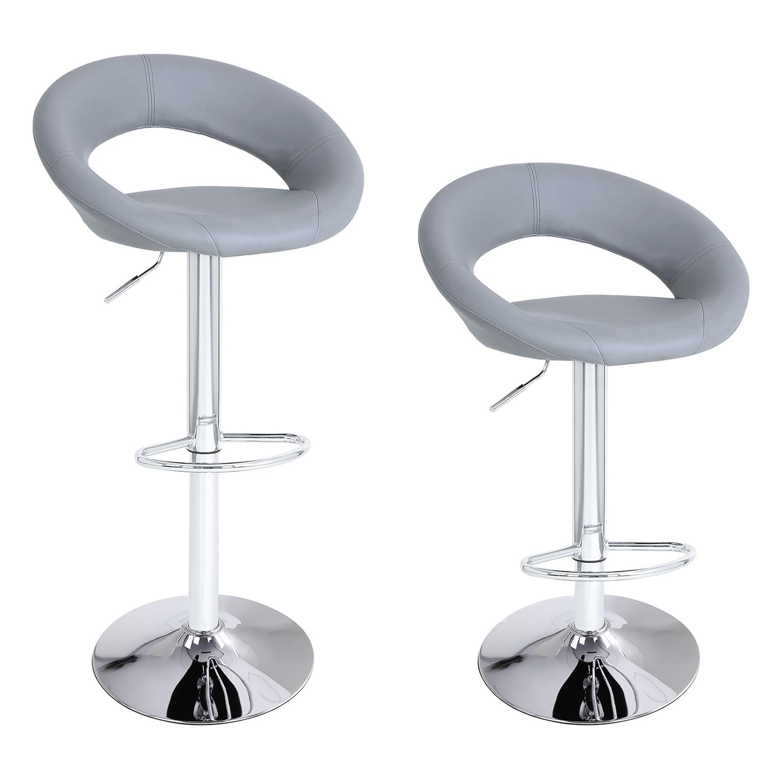 SONGMICS Set of 2, Height Adjustable Bar Chairs in Synthetic Leather