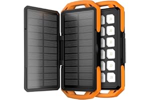 ToughTested Dual 10,000 mAh Solar Power Portable Charger Battery Pack Power Bank IP65 Waterproof and 18 LED Flashlight