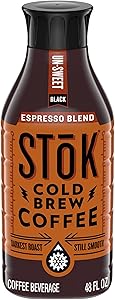 SToK Cold Brew Coffee, Un-sweet Black Espresso Blend, 48 oz. Bottle