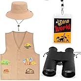 Yewong 4 Pieces Kids Dinosaur Paleontologist Vest and Hat Costume for Dinosaur Explorer Activity Zoo Jungle Party Halloween