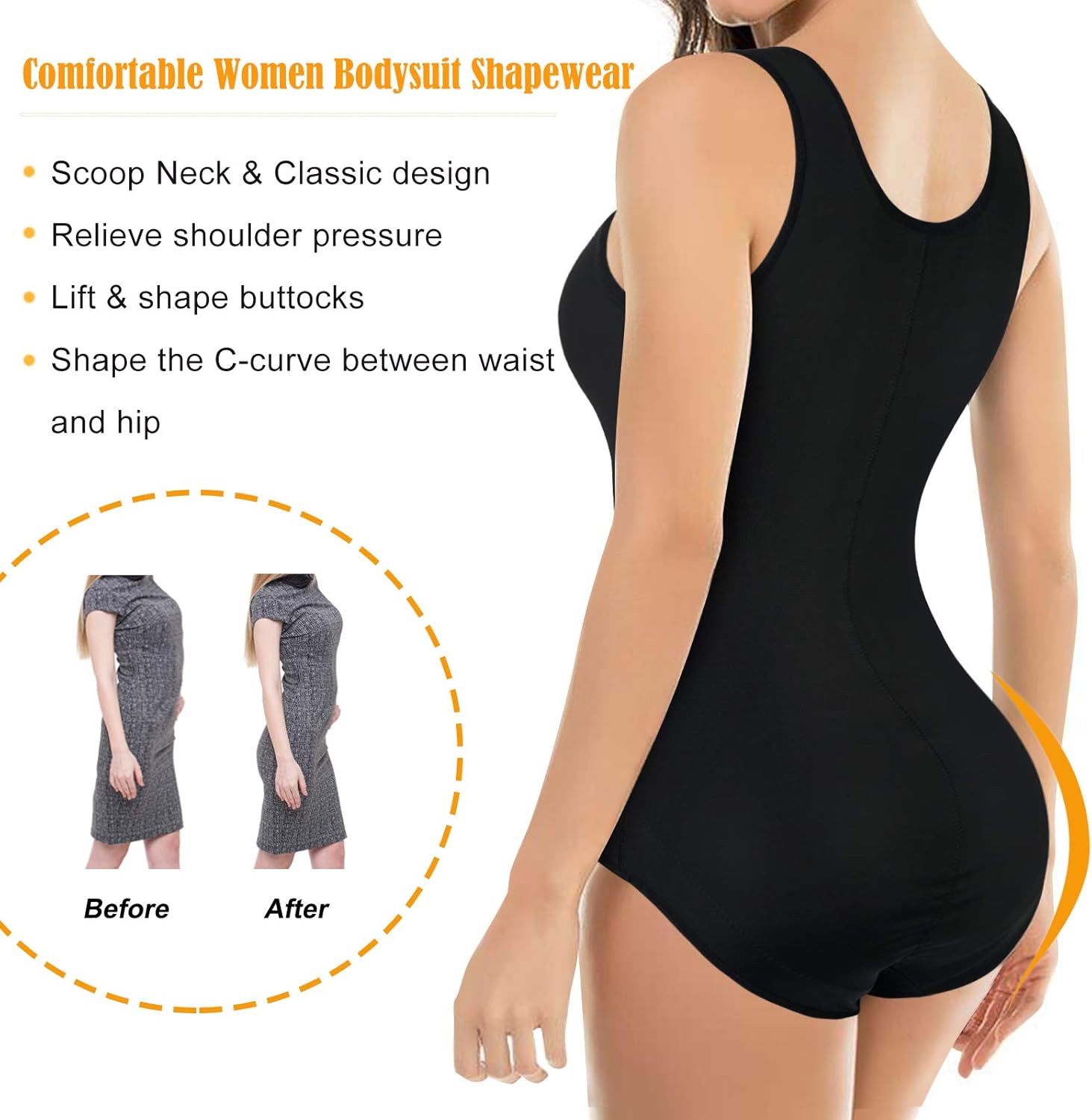 Irisnaya Shapewear Bodysuit Scoop Neck Tank Tops for Women Tummy Control Waist Trainer Vest Full Body Shaper at  Women’s Clothing store