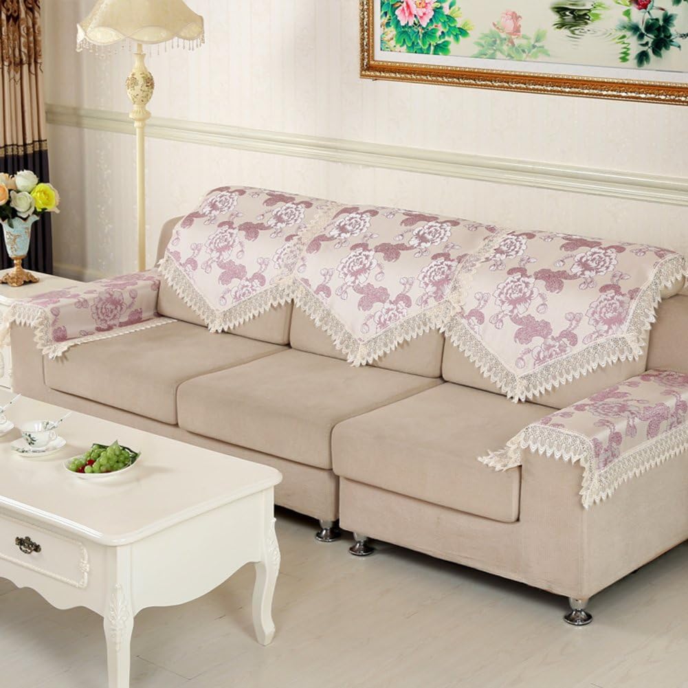 HDVHXVHJWCXHXF Four Seasons Common Sofa Towel/European-style Sofa Back Scarves/Hand Towel/Pastoral Lace Sofa Cushion-C 70x55cm(28x22inch)