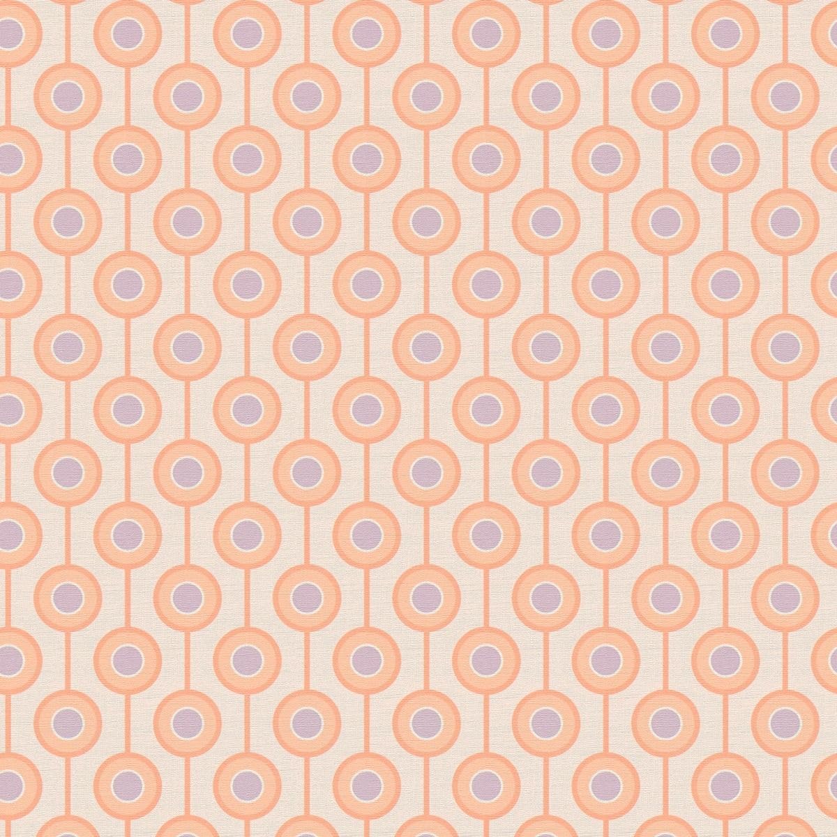 A.S. Création Retro 70's Circles Wallpaper Beige/Orange/Purple/Pink Retro Chic 395375 8.50m x 0.53m Paste The Wall