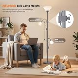 INMOZATA Mother and Child Floor Lamp Uplighter Dual Switch Silver 175cm view 5