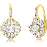 MIA SARINE Women's Earrings - 925 Sterling Silver Brilliant Crystal Cluster Drop Dangle Earrings