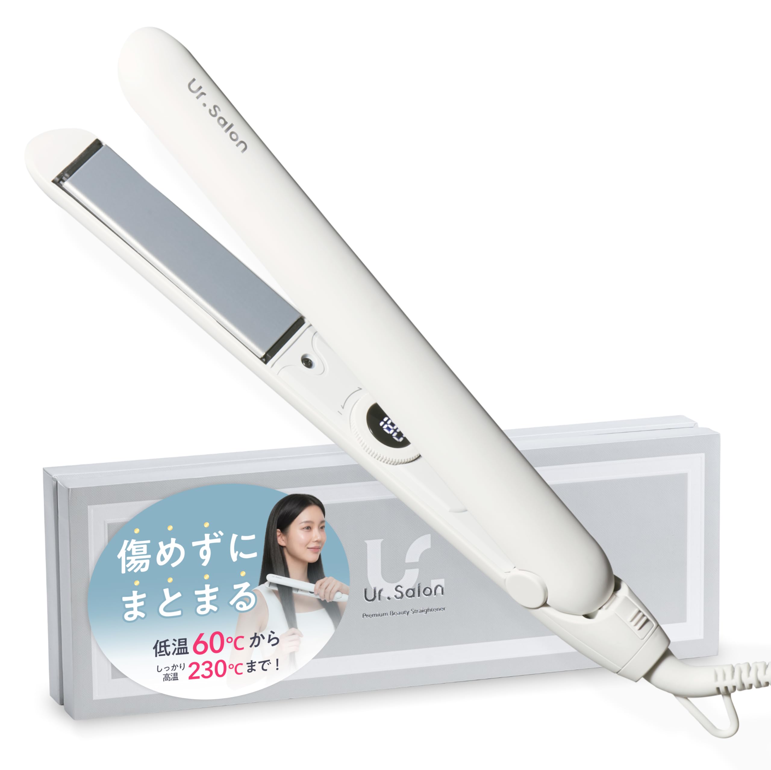 ストレートアイロン 28mm 【日本企業開発・髪が傷みにくい】海外対応 ダメージを軽減 マイナスイオン ツヤシャインプレート採用 60℃-230℃ 瞬間水分蒸発防止 潤いツヤ髪 低温ケア